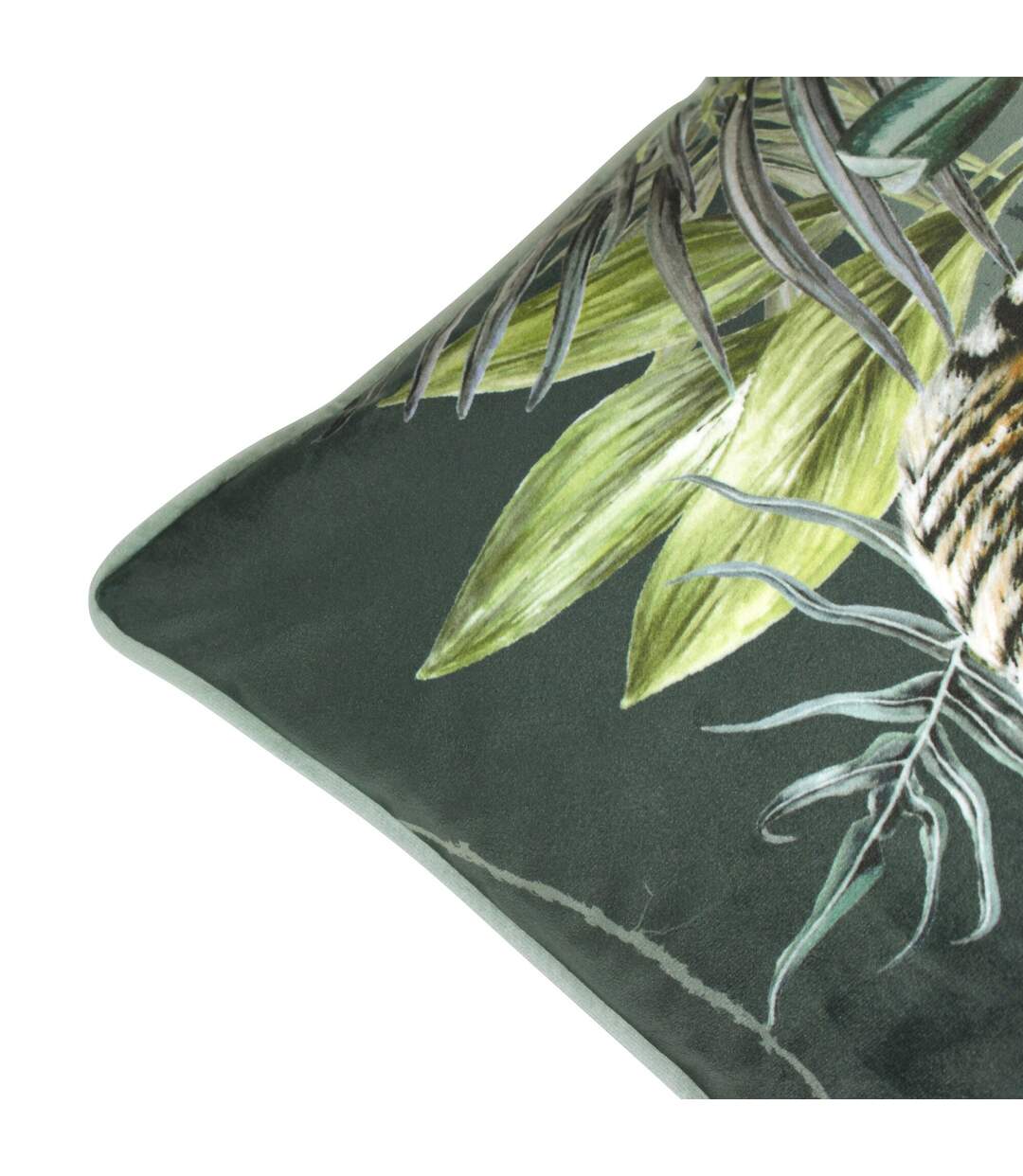 Zinara tiger cushion cover 30cm x 50cm green Evans Lichfield