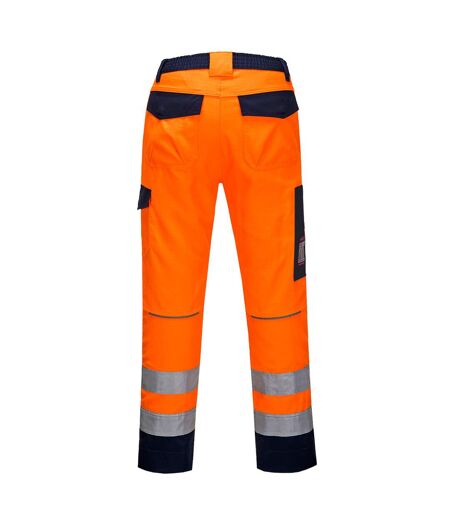 Mens modaflame safety work trousers orange/navy Portwest