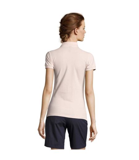 SOLS Womens/Ladies People Pique Short Sleeve Cotton Polo Shirt (Pale Pink)