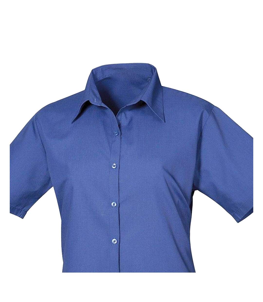 Womens/ladies Poplin Short-sleeved Blouse Royal Blue Premier-2