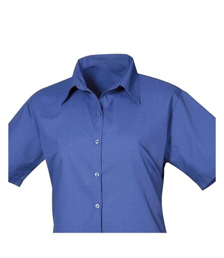 Womens/ladies Poplin Short-sleeved Blouse Royal Blue Premier