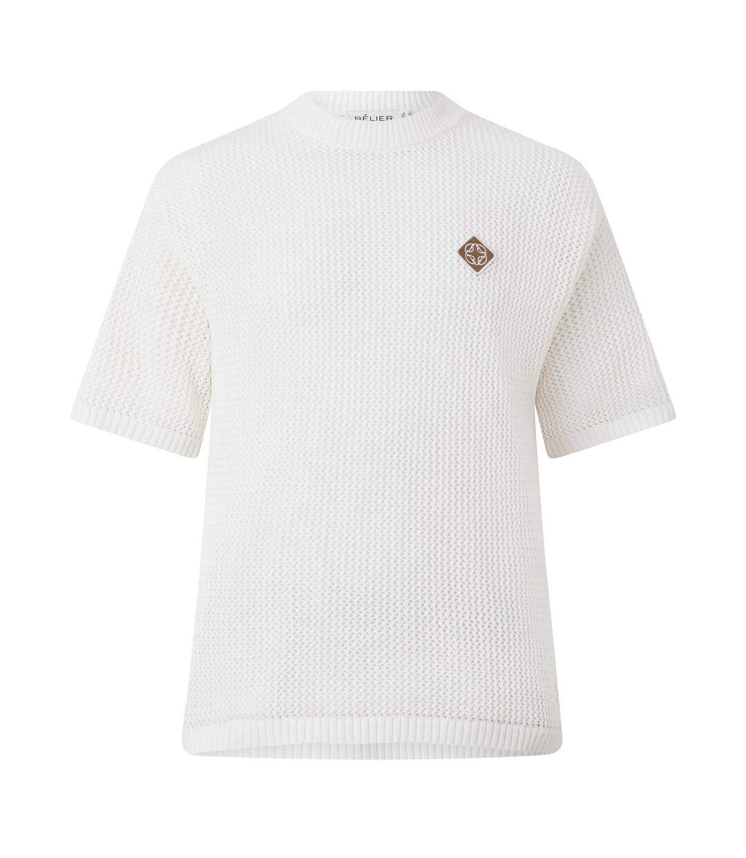 Mens Logo Knitted T-shirt White Belier-1
