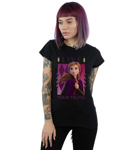 Disney Womens/Ladies Frozen 2 Anna Live Your Truth - T-shirt en coton (Noir) - UTBI21801