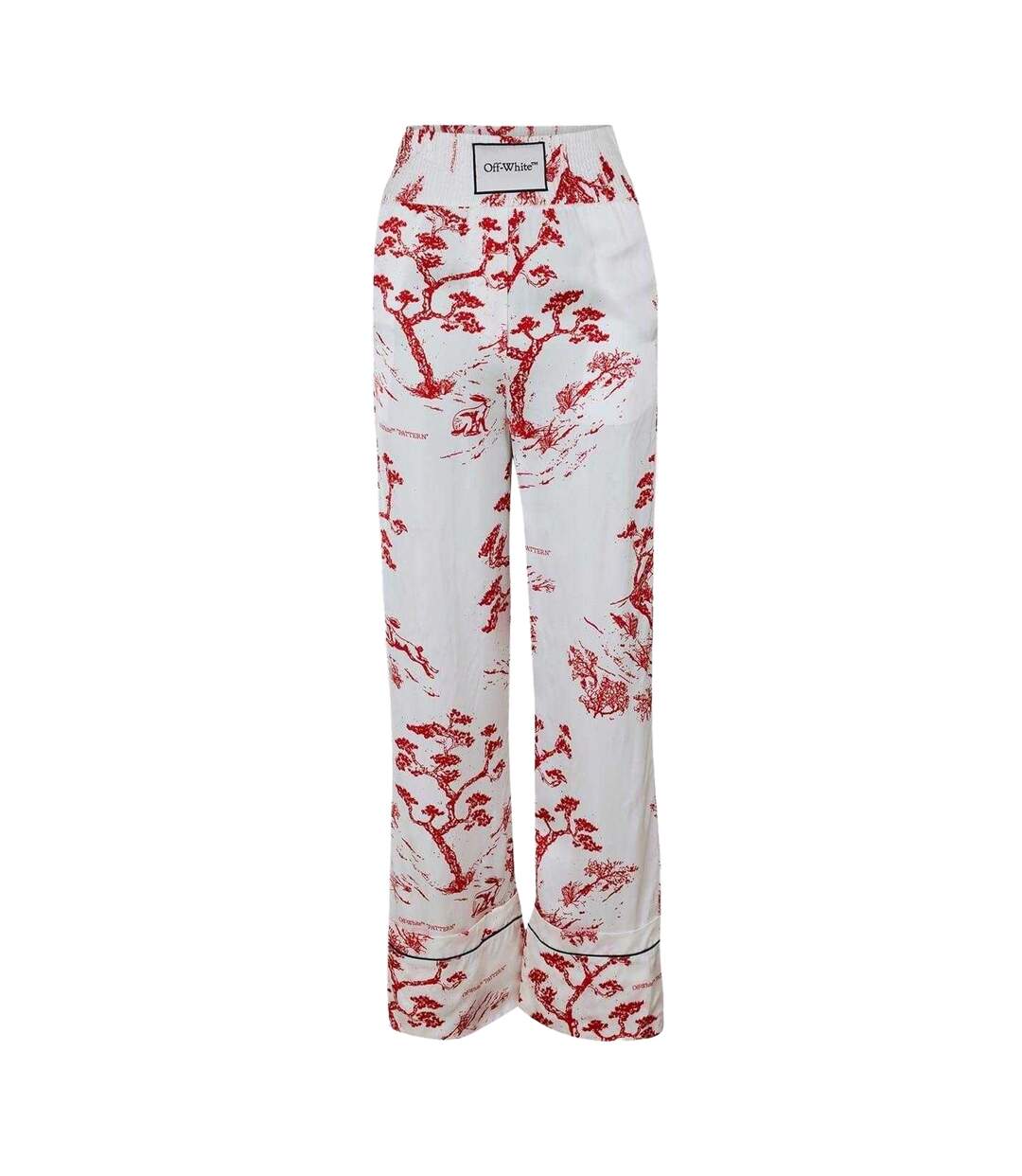 Bas De Pyjama Large Motif Toile Tropicale Blanc Rouge Off White-1