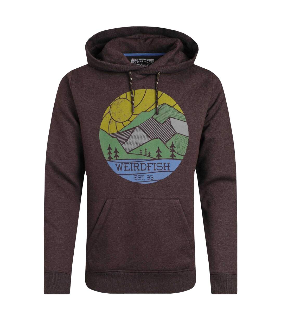 Mens bryant graphic print pull over hoodie mulled wine Weird Fish-1