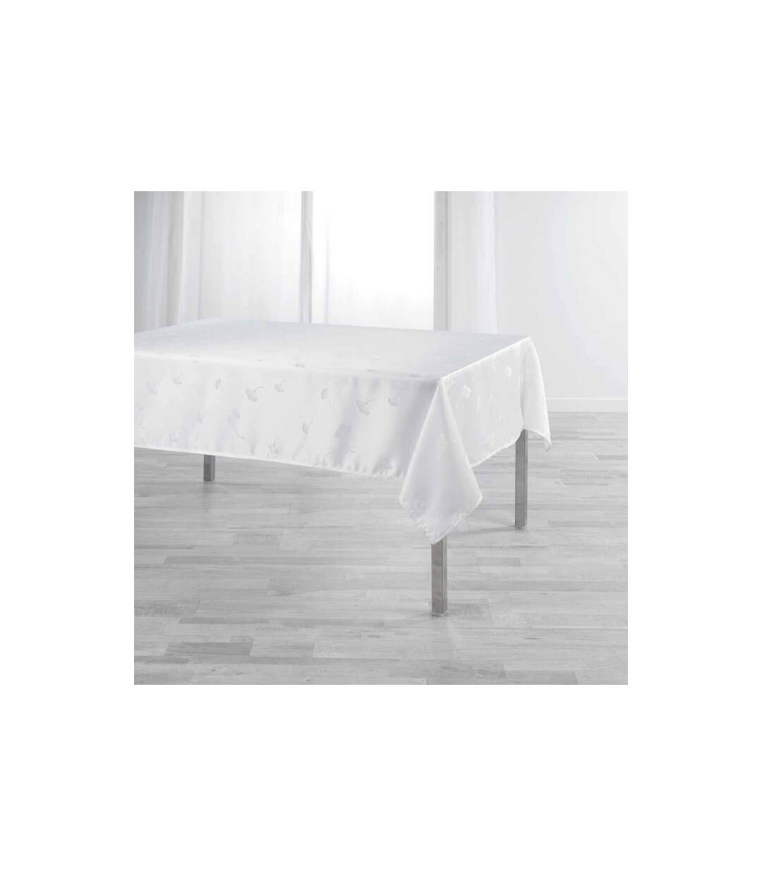 Nappe Imprimé Jacquard Ophélie 140x250cm Blanc-1