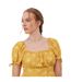 Robe Courte Manches À Nouer Motif/style Floral Femme Jaune Lovedrobe-3