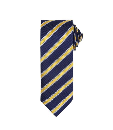 Premier - Cravate rayée et gaufrée - Homme (Lot de 2) (Bleu marine/Or) (Taille unique) - UTRW6950
