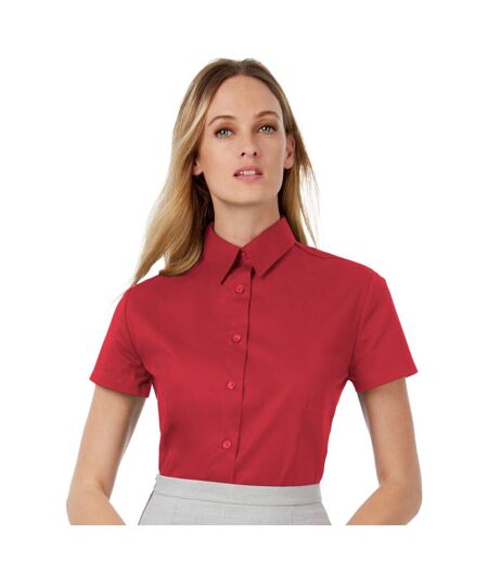 B&C Womens/Ladies Sharp Twill Short Sleeve Shirt (Deep Red)
