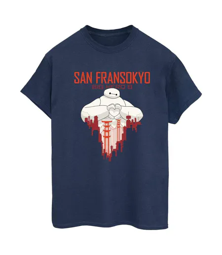 Disney - T-shirt BIG HERO BAYMAX SAN FRANSOKYO HEART - Femme (Bleu marine) - UTBI15604