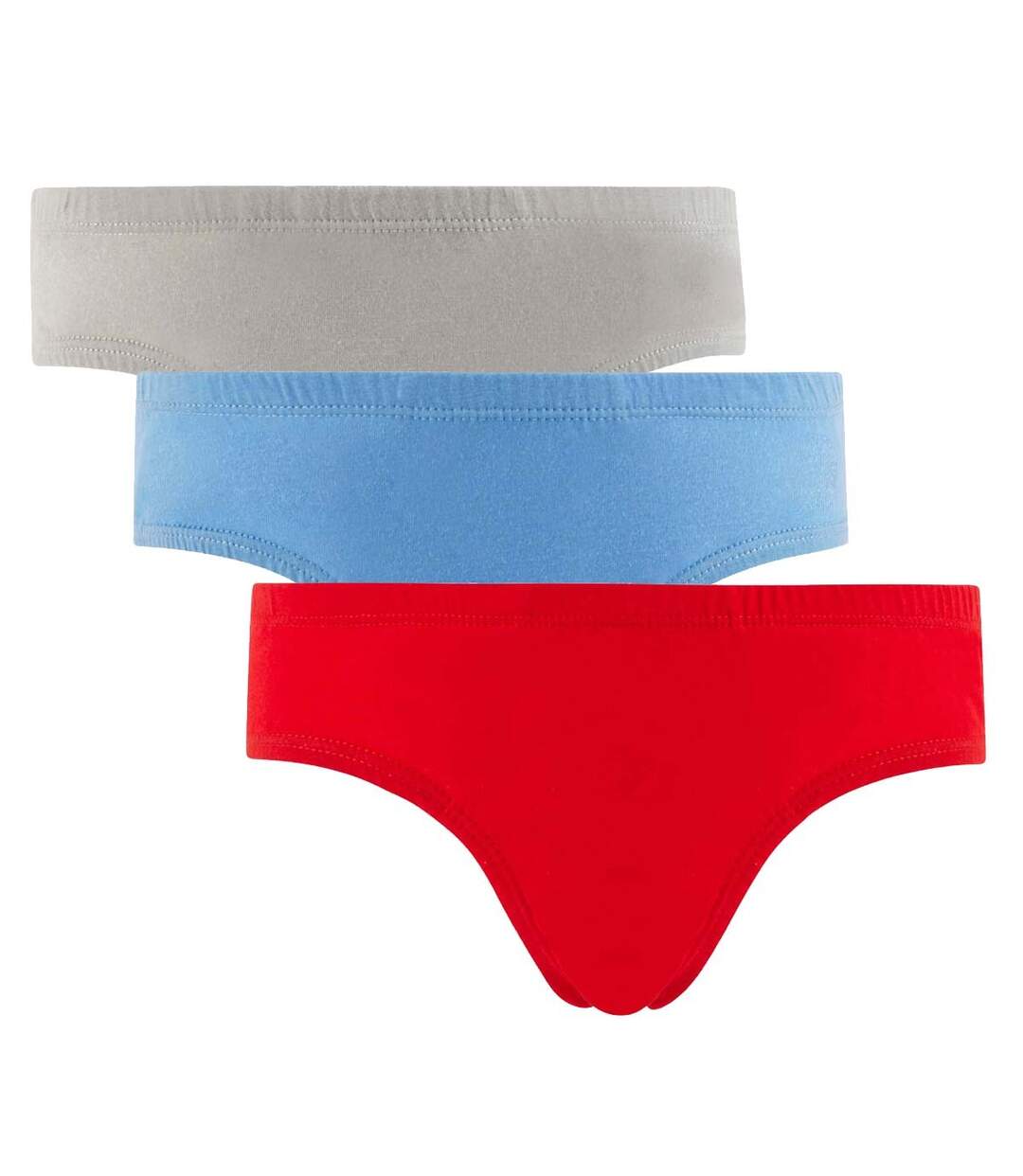 Lot de 3 slips boy rouge, gris & bleu Happy Plain by Djembé-2