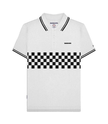 Mens Toned Polo Shirt White Black Lambretta