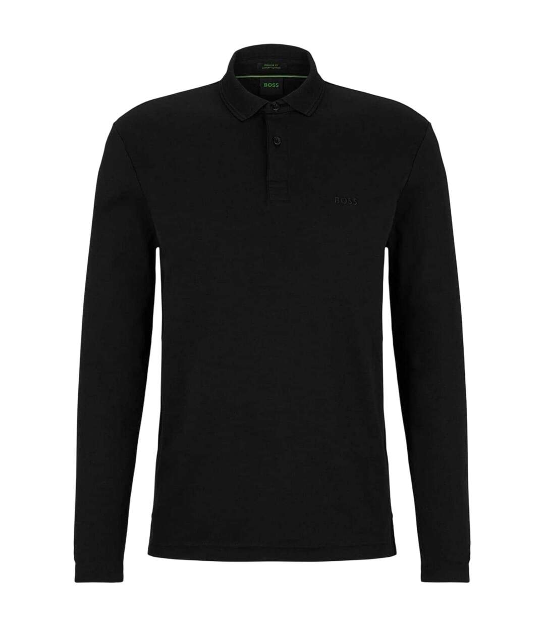 Mens Pirol Logo Long-sleeved Polo Shirt Black Boss-2