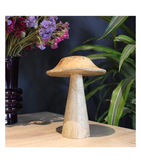 Champignon déco en manguier 15 x 12 cm