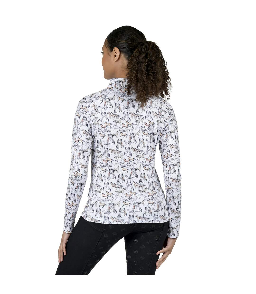 Womens/ladies kelsey horse long-sleeved top white Dublin