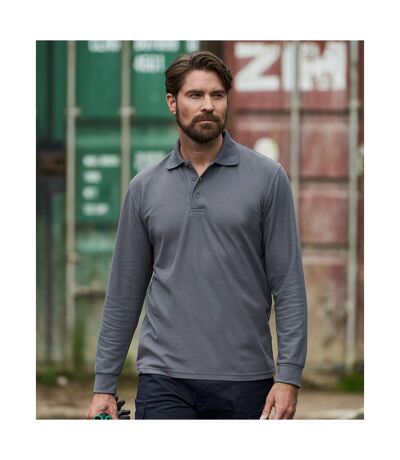 PRO RTX Mens Pro Piqué Long-Sleeved Polo Shirt (Solid Grey) - UTPC4263