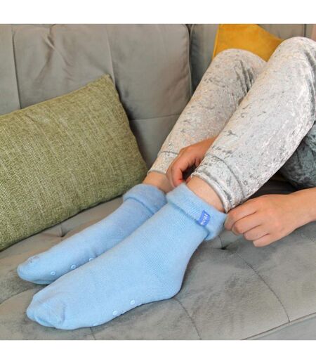 THMO - Femme Chaussettes de Lit Polaire Antidérapantes Hiver Thermique
