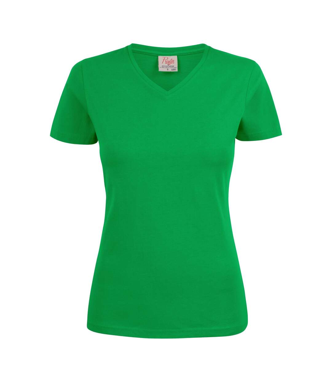 Womens/ladies V Neck T-shirt Fresh Green Printer-2