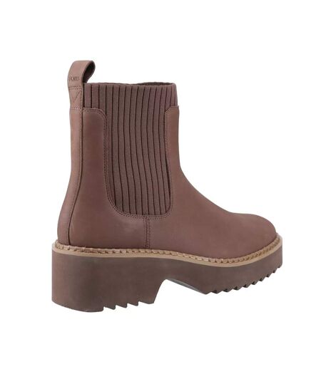 Womens/ladies Millie Leather Ankle Boots Oat Brown Toms