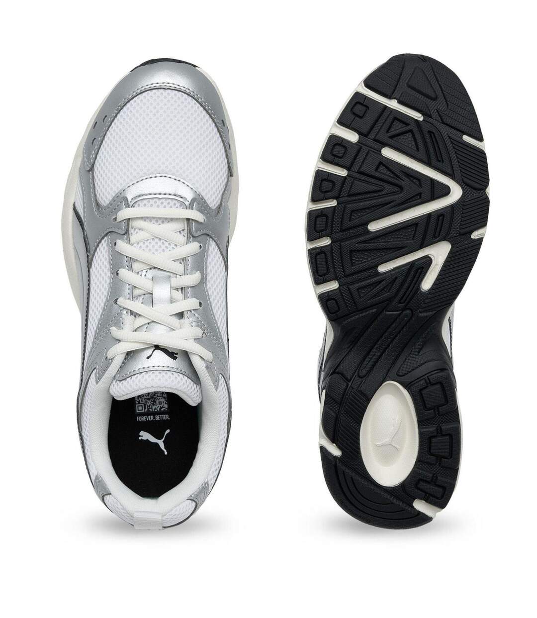 Mens Milenio Tech Leather Low Trainers White Silver Puma-3