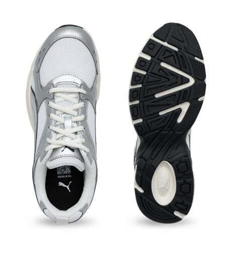 Mens Milenio Tech Leather Low Trainers White Silver Puma
