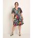Robe courte fluide manches papillon, fleuri-1