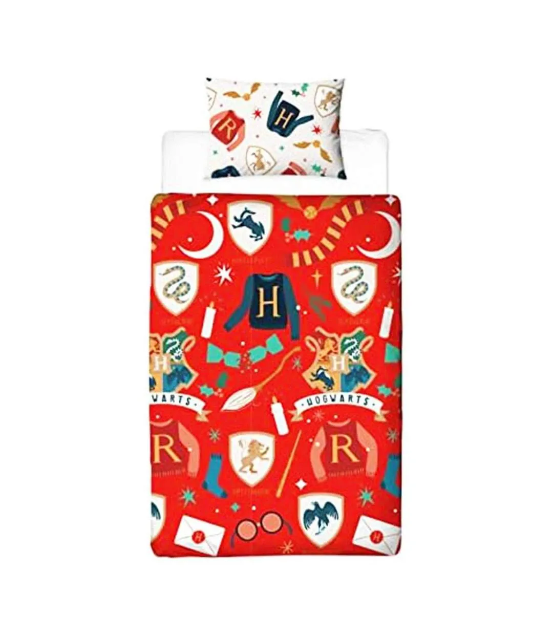 Reversible Christmas Duvet Set Red White Blue Blue Harry Potter-1