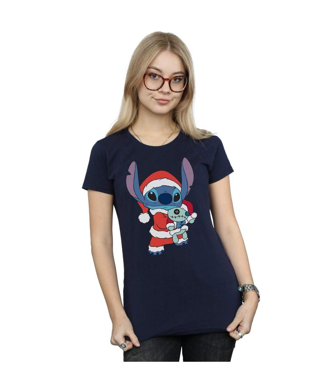 Disney Femmes/Les femmes Lilo And Stitch Stitch Christmas - T-shirt en coton (Bleu marine) - UTBI15992-2