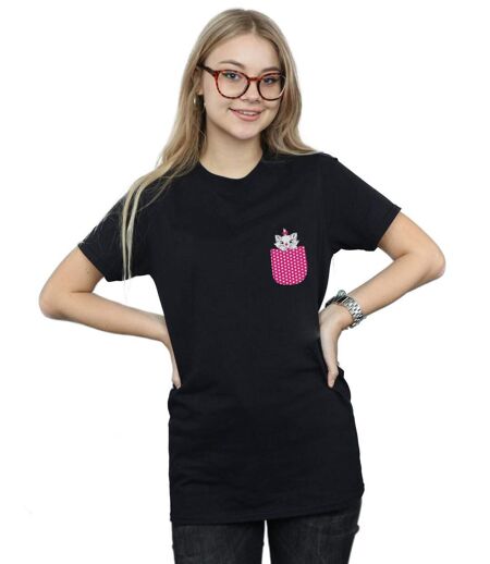 Disney Aristocats Marie Chest Coton Boyfriend T-Shirt Femme/Dames (Noir) - UTBI16907