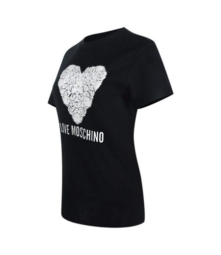 Womens/ladies Heart T-shirt Black Love Moschino