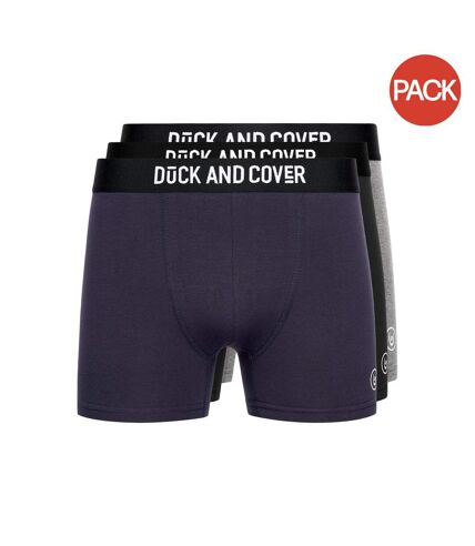 Pack of 3  Mens bronteen boxer shorts  navy/black/grey marl Duck and Cover