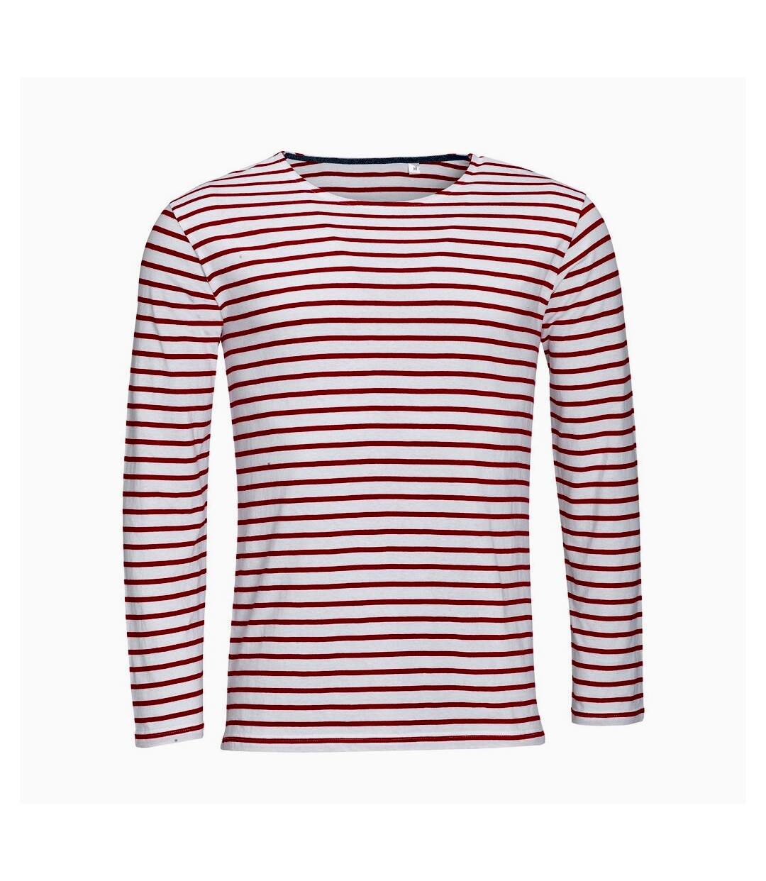 Marine t-shirt rayé à manches longues homme blanc/rouge SOLS