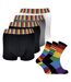 Mens Rainbow Socks & Boxers Set | 4 Pack Boxers & 3 Pack Striped Novelty Socks-1