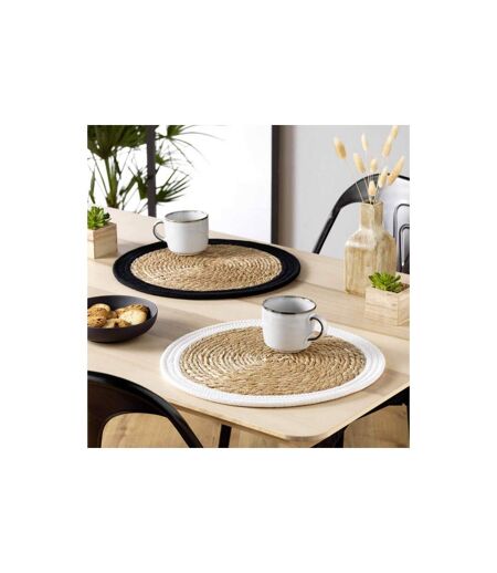 Set de Table Rond en Paille Simba 38cm Naturel & Noir