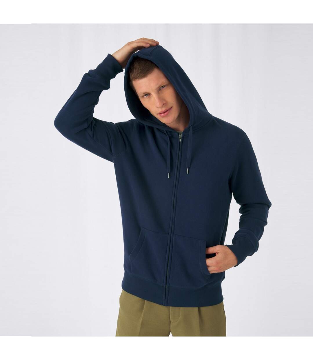 Mens Full Zip Hoodie Navy B&C-1