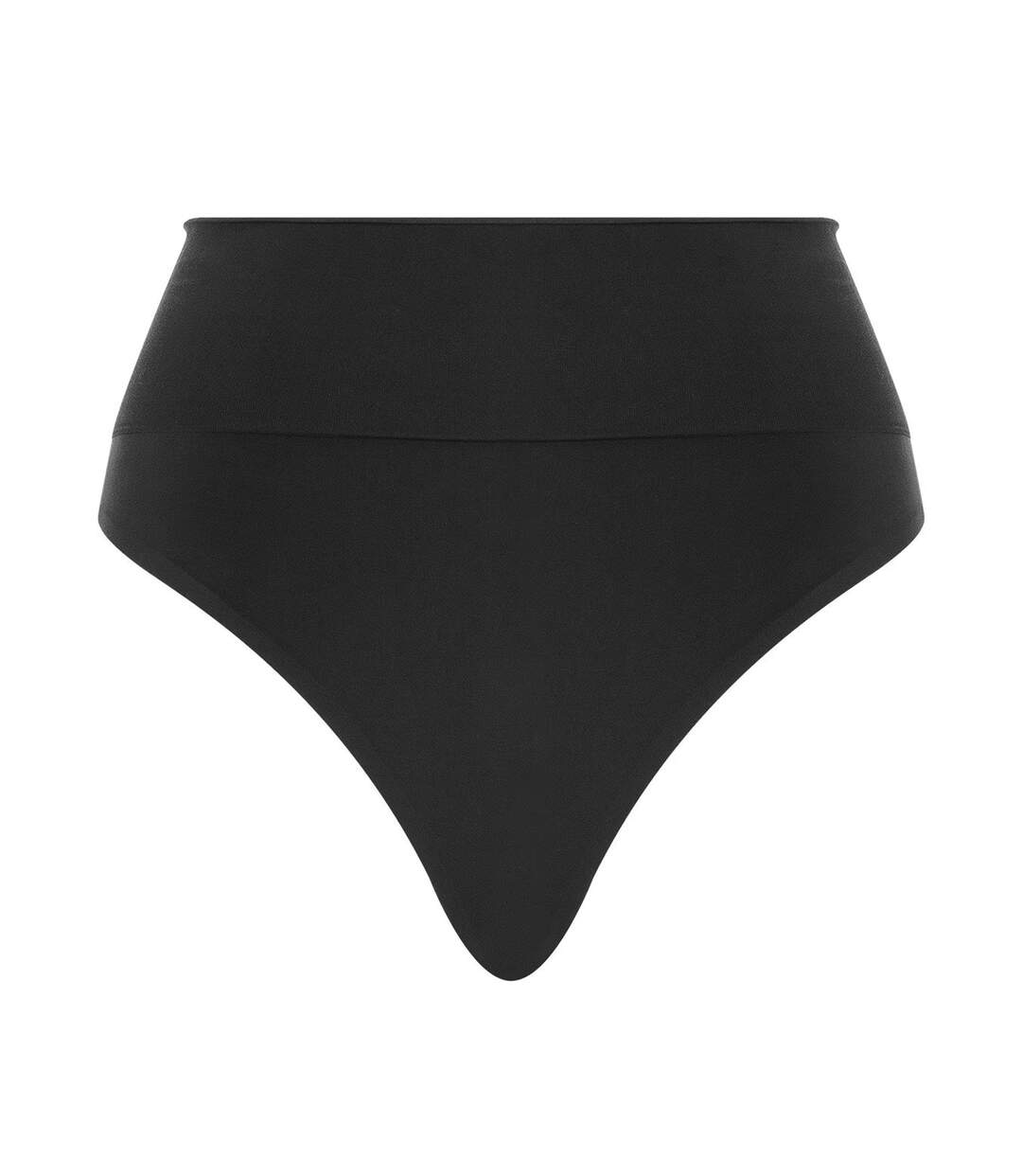 Womens/ladies Seamless High Waist Thong Black Wolford-2