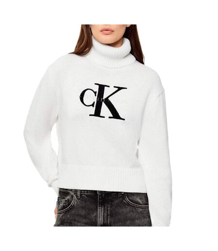 Pull blanc femme calvin klein jeans chenille