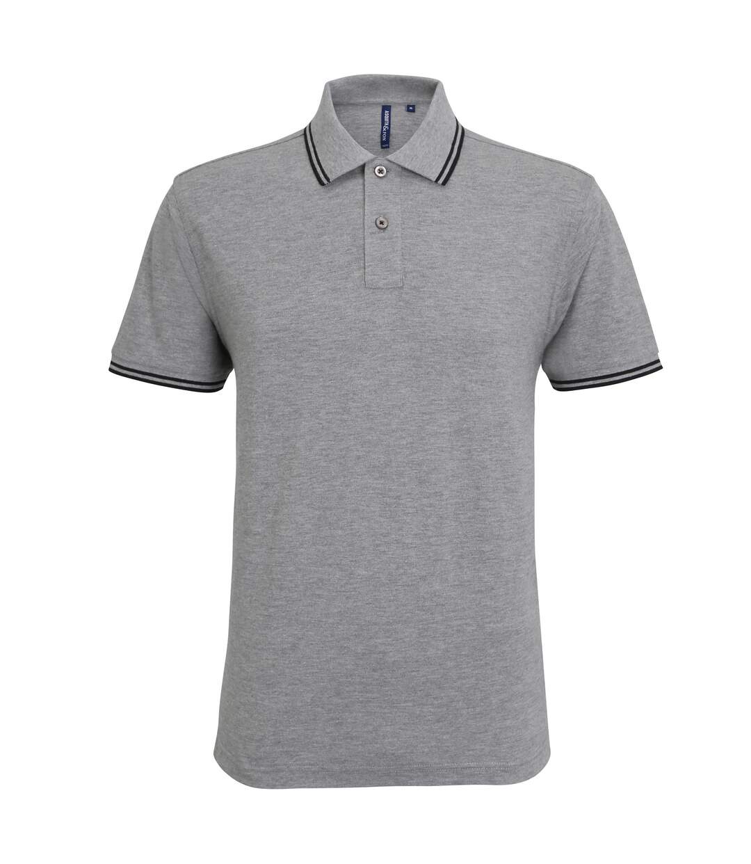 Polo homme gris chiné/noir Asquith & Fox-1