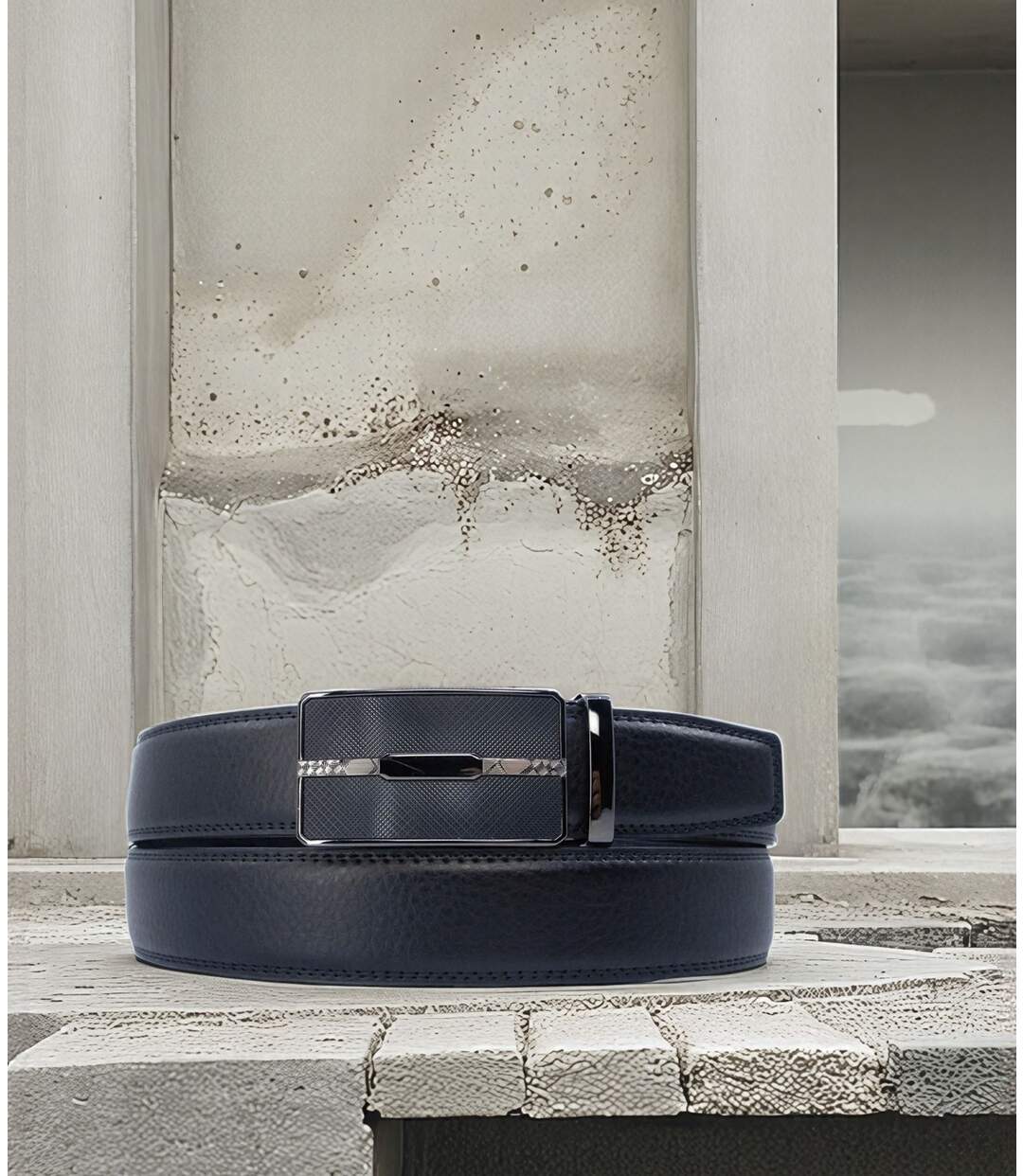 Ceinture Chic en Cuir Noir pour Hommes - Ajustable et Moderne pour un Style au Quotidien-5
