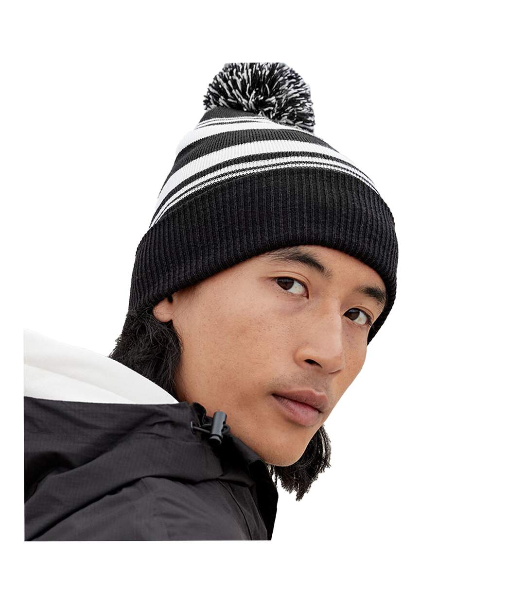 Fan striped beanie black/white Beechfield-2