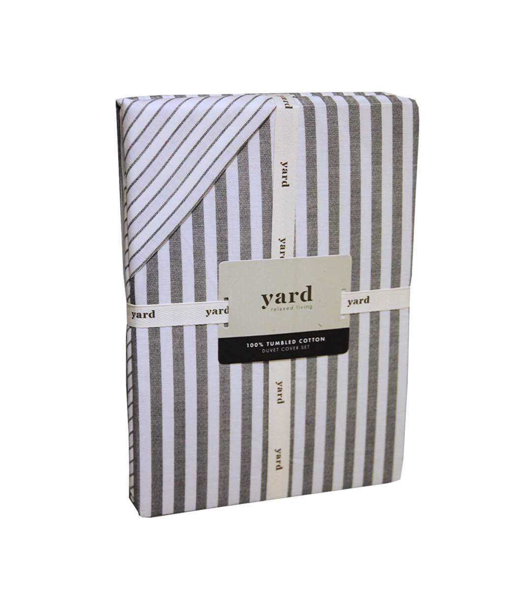 Hebden melange stripe duvet cover set grey The Linen Yard-1