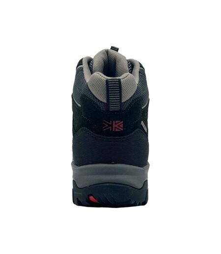 Mens Mount Mid Leather Waterproof Walking Boots Black Grey Karrimor