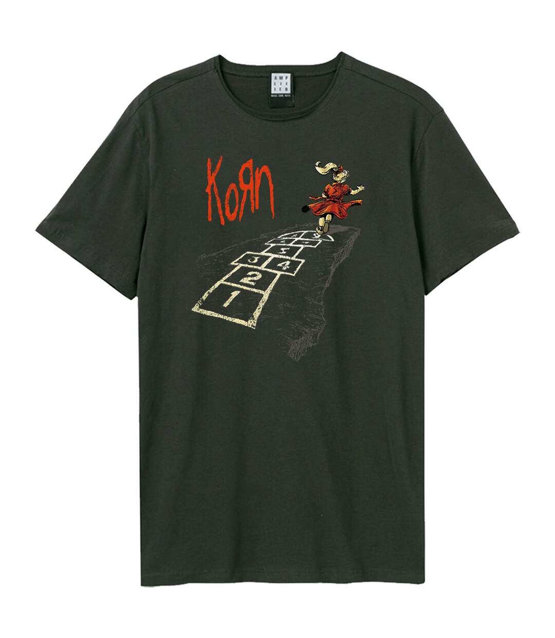 Womens/ladies Follow The Leader Hopscotch Korn T-shirt Charcoal Amplified-1