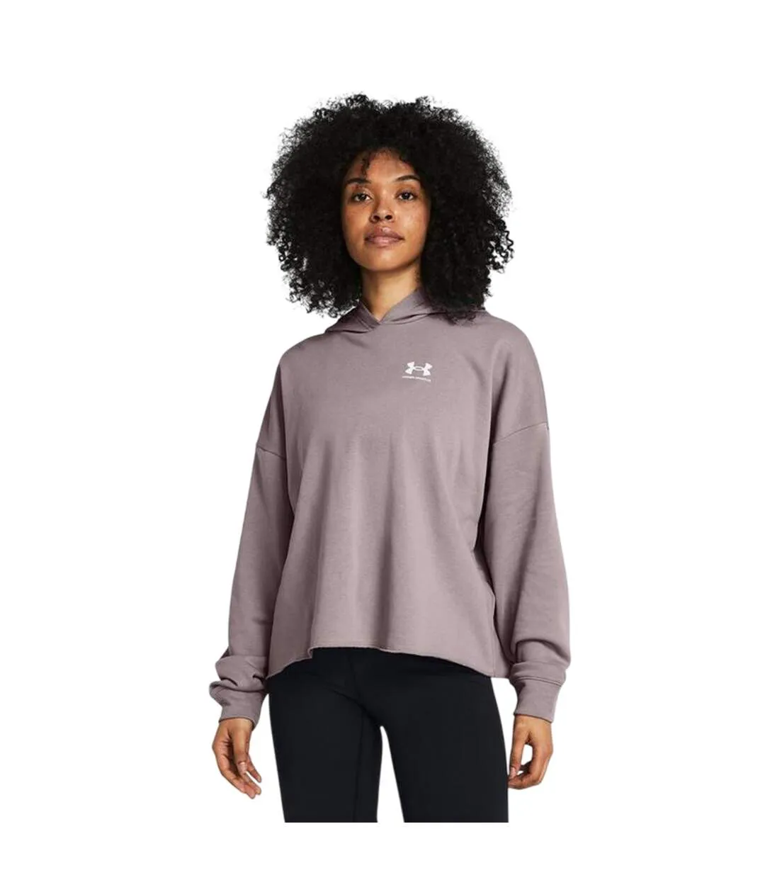 Womens/ladies Rival Terrycloth Oversized Hoodie Grey Under Armour-1