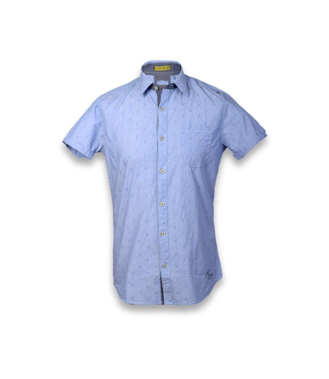 Chemise homme manches courtes de couleur bleu-1