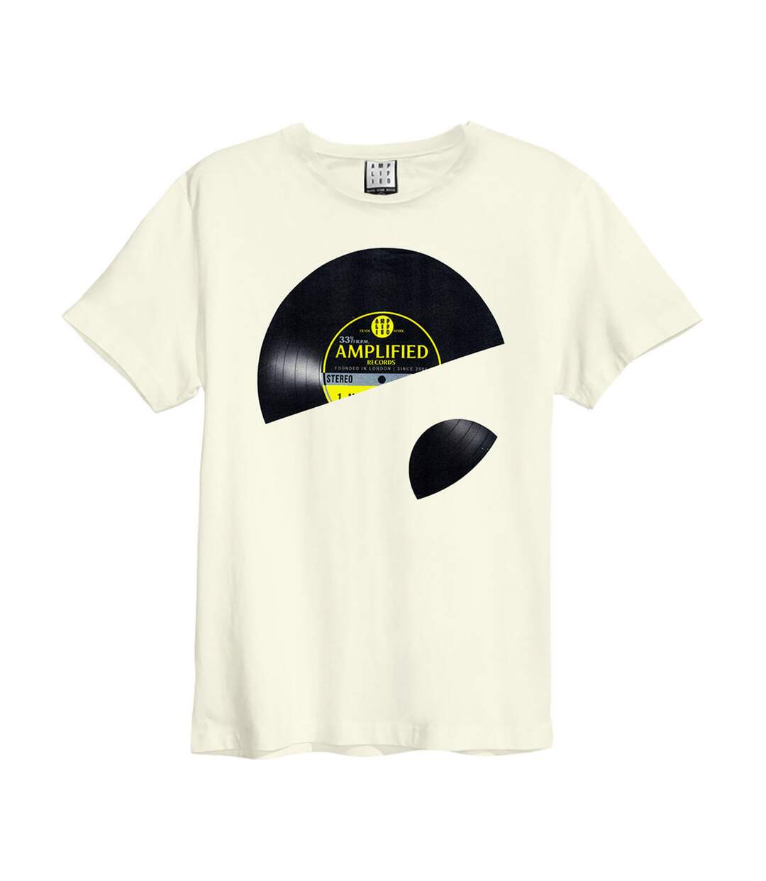 Unisex Adult Vinyl Sleeve T-shirt Vintage White Amplified-1