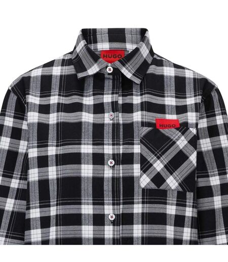 Ensemble De Pyjama Long Flannel Femme Gris Noir Hugo