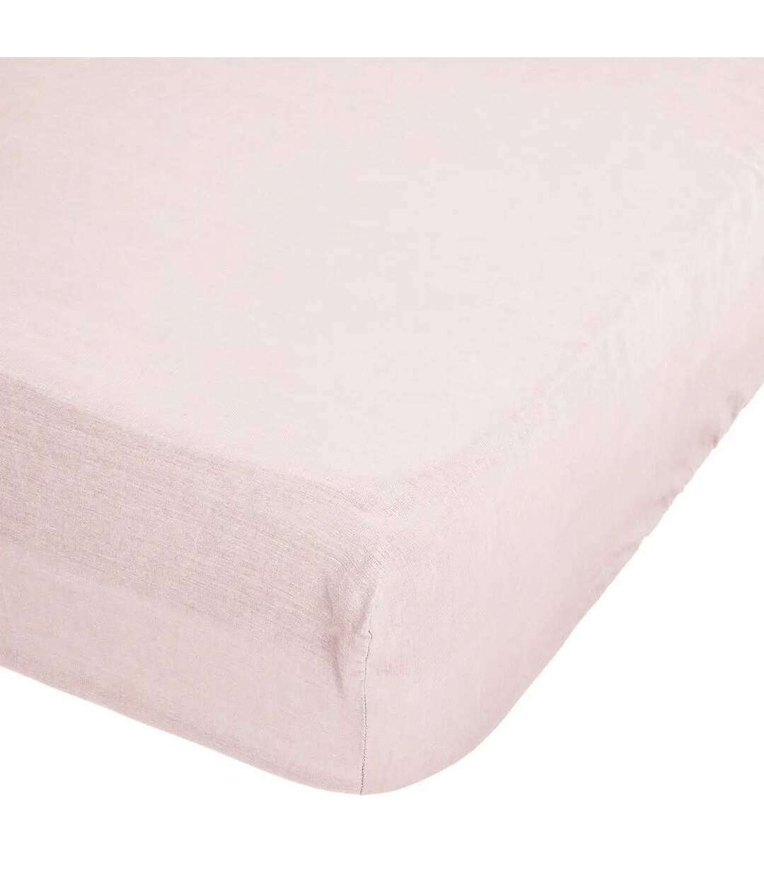 Drap Housse en Lin Adorable 140x190cm Rose Poudré-1