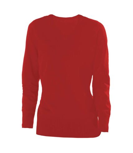 Kariban Womens/Ladies Cotton Acrylic V Neck Sweater (Red)