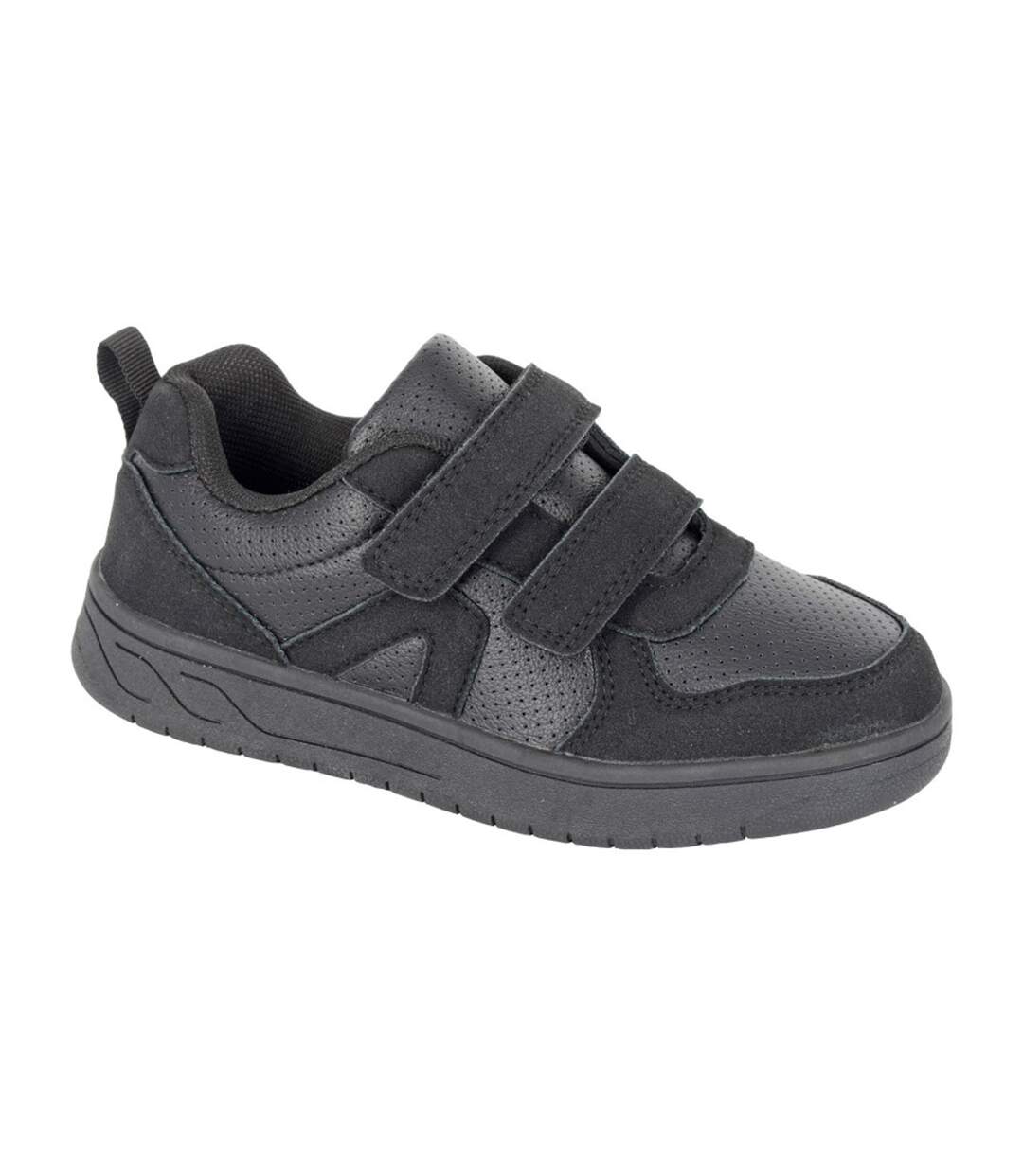 Childrens/kids Cyclone Touch Fastening Trainers Black Dek-1